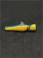 3.25in Blue Orange yellow Swirl Glass Chillum