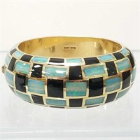 Tiffany & Co. 18k gold wide weave bangle bracelet