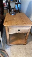 Oak End Table 27x21x23 w/ Drawer Heavy Contents