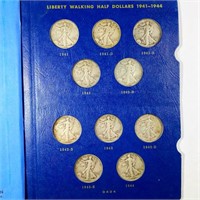 1941-1947 Walking Half Book 20 COINS LIGHT CIRC