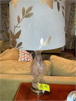 PAIR OF GLASS TABLE LAMPS 29 IN TALL