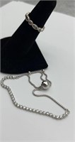 Pandora 925 silver bracelet & ring size 5