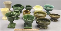Green & Yellow Art Pottery Planters Lot Collection