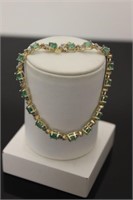 14ct gold bracelet with emeralds and diamonds
