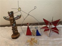 Stained glass ornaments and figurine