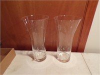 2 Glass long stem Vases