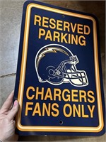 RESERVED PARKING CHARGERS FANS SIGN