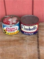 Chase Sanborn and Kimbells coffee tins