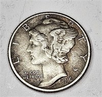 1916 d Key Date Mercury Dime VF Plus Grade