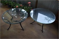2 Metal Tables W/ Glass Tops
