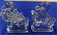 L E SMITH REARING HORSES BOOKENDS CLEAR SEE PHOTOS