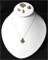 5 GOLD PENDANTS AND 1 CHAIN: 14K GOLD AND CZ -