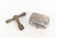 4-POST BED KEY AND ANTIQUE SILVERPLATE BOX