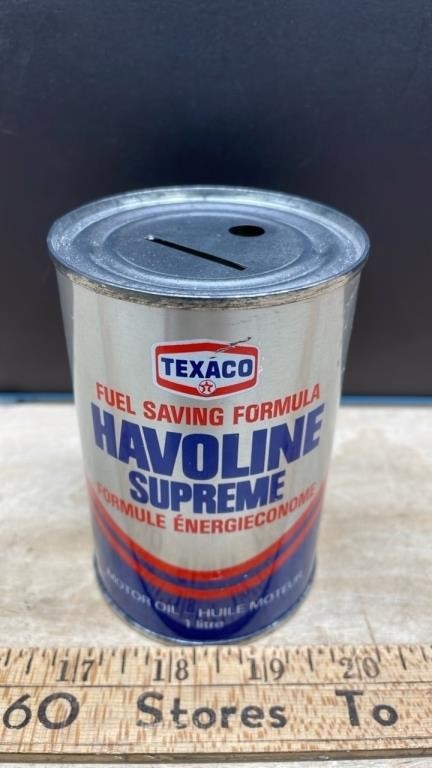 Texaco Havoline Coin Bank Tin (4.5"H)