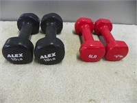 Pr of 10 lb & pr of 6 lb weights