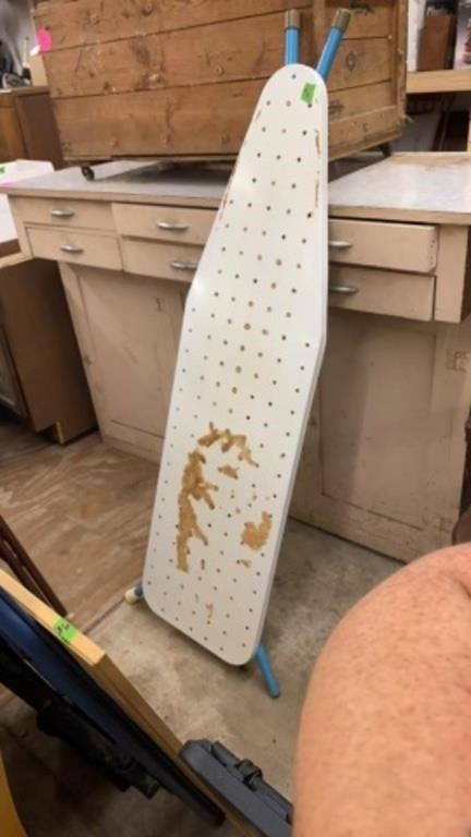 METAL IRONING BOARD, CORK BOARD, BLUE FOLDING