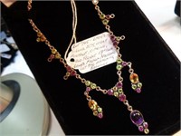 SILVER 11.45 CT AMETHYST,CITRINE, PERIDOT 18"