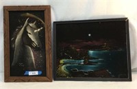 A Pair Of Vintage Velour Paintings V13
