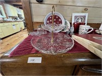 TWO TIERED CANDY DISH, DIVIDED TRAY AND