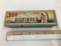 Vintage “Red Dominoes” & Box w/ Native American