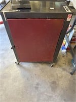 SMALL TOOL CABINET W/LAWNMOWER PART & ACC.