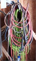 Large Qty of extension cords, air hoses, jumper