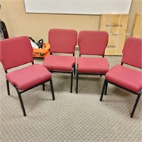 4 Red Cloth Chairs 20" x 34" x 20"    (R# 211)