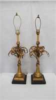 Hollywood Regency Italian Gilt Metal Lamps