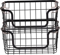 Basics Stackable Metal Wire Storage Basket Set