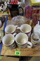black velvet pitcher. mugs. cups