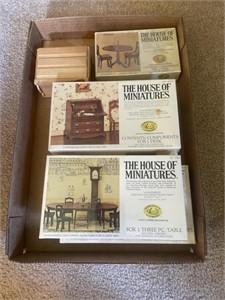 Wooden doll furniture in boxes