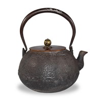 Japanese Iron and Bronze Teapot w/ Silver