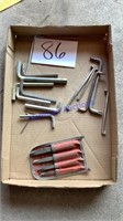 Assorted Allen wrenches, easy outs, angled