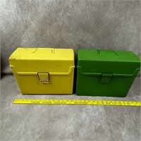 Yellow and Green Vintage Plastic Paper File Bins