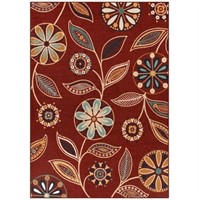 X1012  Maples Rugs Minerva Red Floral Rug 5 x 7