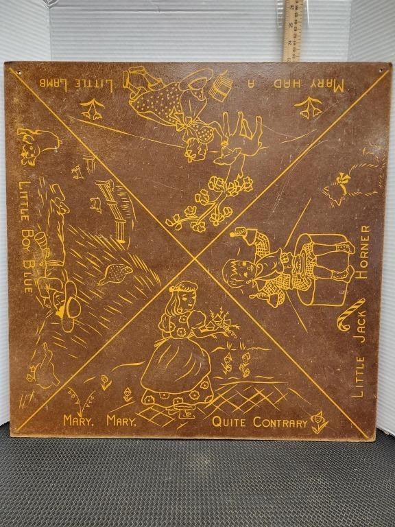 Vintage Nursey Rhyme masonite board game board.