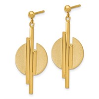 14K Polished and Brushed Dangle Post Earrings