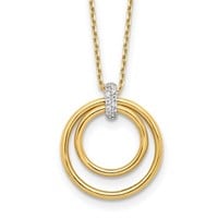14K Two-tone Polished Crystal Circles Necklace