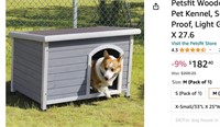 Petsfit Wooden Dog House,Outdoor Pet Kennel,