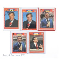 Signed 1989 Pro Set Announcer Inserts Cards (5)