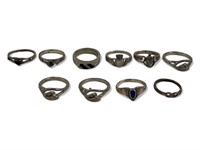 10 Assorted .925 Silver Ladies Rings