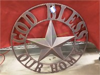 26" God Bless Our Home Metal Art