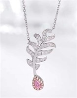 Natural Pink Diamond Necklace 18K Gold