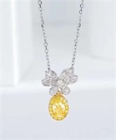 0.34ct Natural Yellow Diamond Necklace 18K Gold