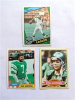 3 Ron Jaworski Topps Cards 1980 1981 1984
