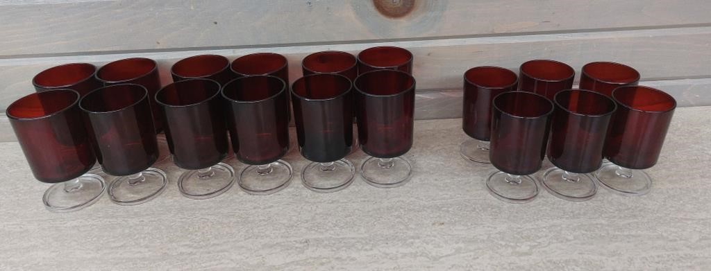 Lot of 18 Ruby Red Glasses - Local pickup only