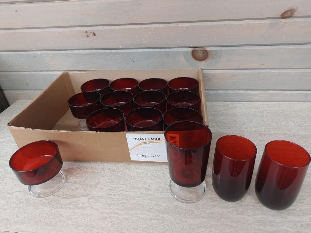 Lot of 12 Ruby Red Dessert Dishes- Local PIckup