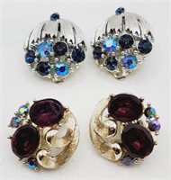 (PQ) Lisner Rhinestone Clip-on Earrings (3/4"