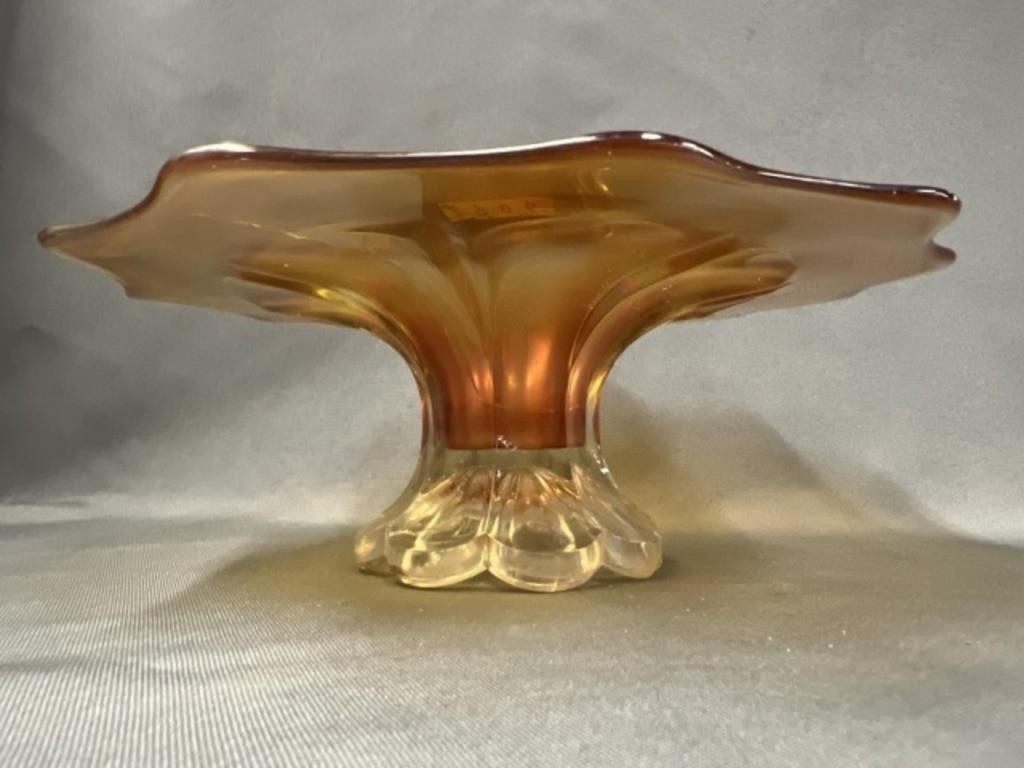 Carnival Glass Pedestal Dish