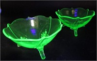 Green Vaseline Glass Bowls